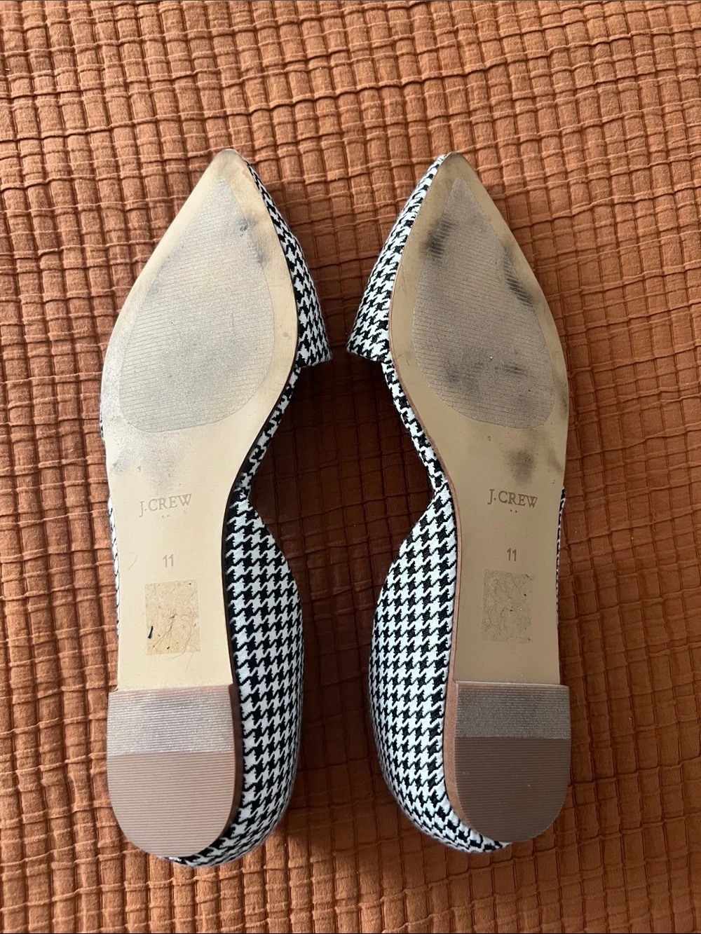 J. Crew Black & White Houndstooth Pointed D'Orsay Flats